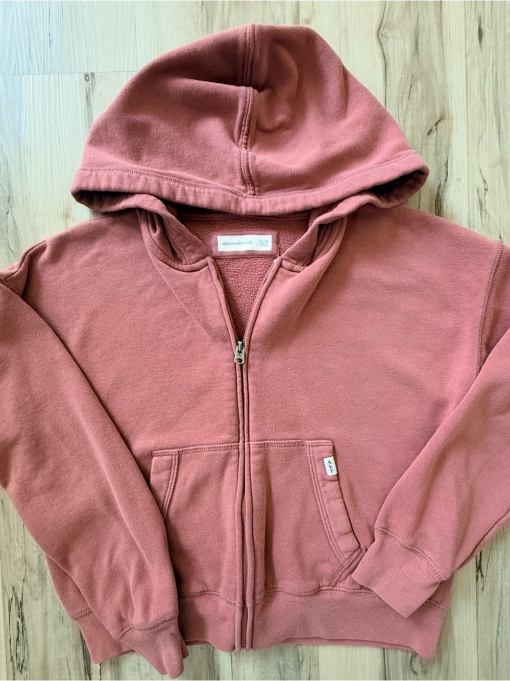 Abercrombie Kids Girls Zip-Up Hoodie Jacket Dusty Rose Pink Fleece Size 13/14